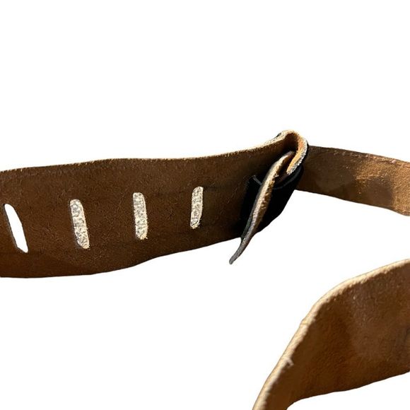 Boho Black Suede and Blue Embroidered Fabric Tie Belt - Picture 5 of 6